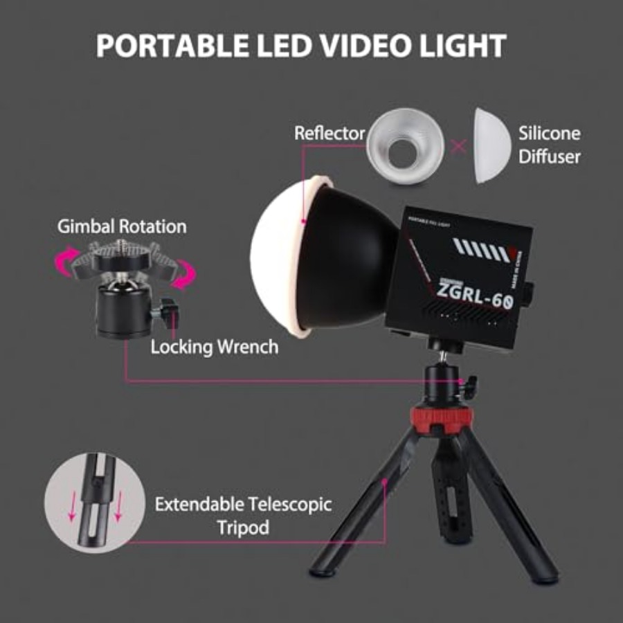 Lampe vidéo LED COB 60W portab - Photography Videos Free avis et prix